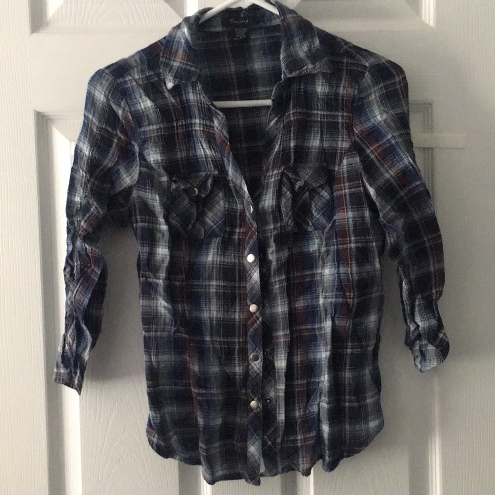 Plaid 3/4 Sleeve Shirt